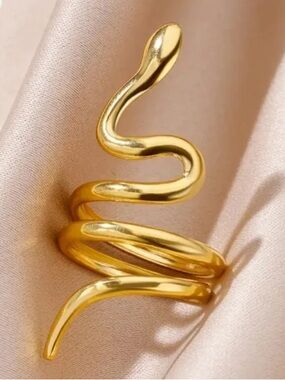**Vintage 18K Gold Over Stainless Steel Snake Ring